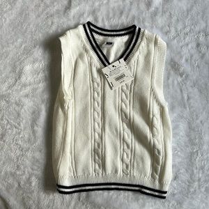 NWT Janie and Jack Boys White Cableknit Sweater Vest 18-24 months